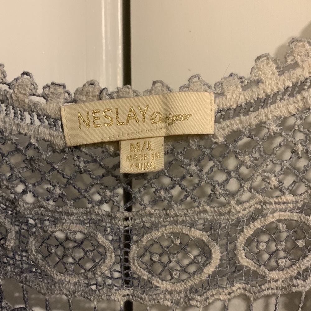 NESLAY Designer macrame long duster coverup